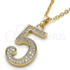 Dije Elegante 05.185.0025 Oro Laminado, con Blanca Zirconia Cubica, Pulido, Tono Dorado