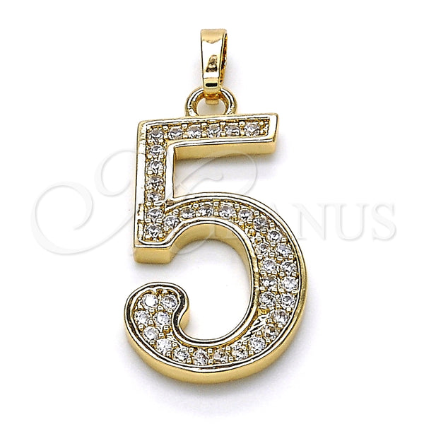 Dije Elegante 05.185.0025 Oro Laminado, con Blanca Zirconia Cubica, Pulido, Tono Dorado