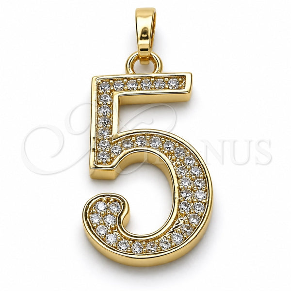 Dije Elegante 05.185.0025 Oro Laminado, con Blanca Zirconia Cubica, Pulido, Tono Dorado