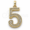 Dije Elegante 05.185.0025 Oro Laminado, con Blanca Zirconia Cubica, Pulido, Tono Dorado