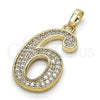 Dije Elegante 05.185.0026 Oro Laminado, con Blanca Zirconia Cubica, Pulido, Tono Dorado
