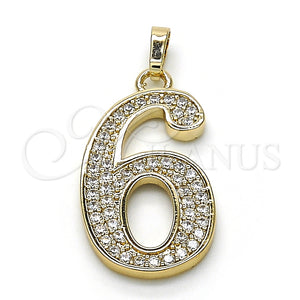 Dije Elegante 05.185.0026 Oro Laminado, con Blanca Zirconia Cubica, Pulido, Tono Dorado