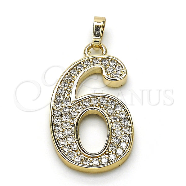 Dije Elegante 05.185.0026 Oro Laminado, con Blanca Zirconia Cubica, Pulido, Tono Dorado