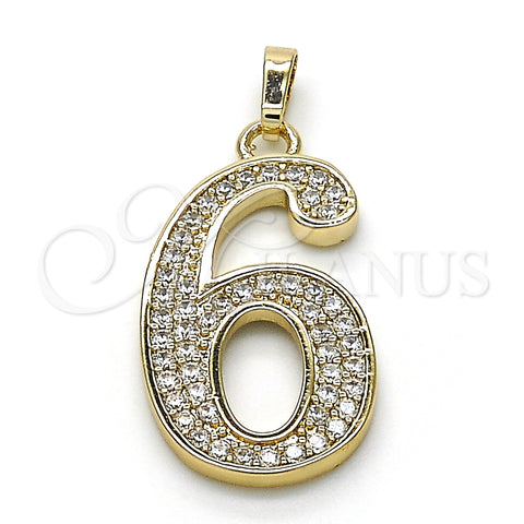Dije Elegante 05.185.0026 Oro Laminado, con Blanca Zirconia Cubica, Pulido, Tono Dorado