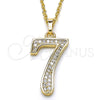 Dije Elegante 05.185.0027 Oro Laminado, con Blanca Zirconia Cubica, Pulido, Tono Dorado