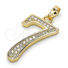 Dije Elegante 05.185.0027 Oro Laminado, con Blanca Zirconia Cubica, Pulido, Tono Dorado