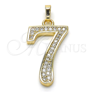 Dije Elegante 05.185.0027 Oro Laminado, con Blanca Zirconia Cubica, Pulido, Tono Dorado