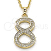 Dije Elegante 05.185.0028 Oro Laminado, con Blanca Zirconia Cubica, Pulido, Tono Dorado