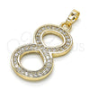 Dije Elegante 05.185.0028 Oro Laminado, con Blanca Zirconia Cubica, Pulido, Tono Dorado