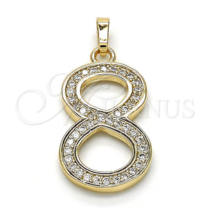 Dije Elegante 05.185.0028 Oro Laminado, con Blanca Zirconia Cubica, Pulido, Tono Dorado