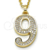 Dije Elegante 05.185.0029 Oro Laminado, con Blanca Zirconia Cubica, Pulido, Tono Dorado