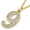 Dije Elegante 05.185.0029 Oro Laminado, con Blanca Zirconia Cubica, Pulido, Tono Dorado