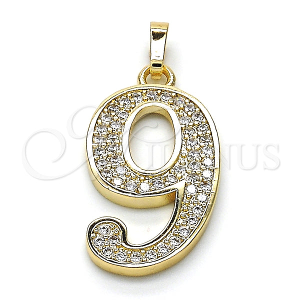 Dije Elegante 05.185.0029 Oro Laminado, con Blanca Zirconia Cubica, Pulido, Tono Dorado