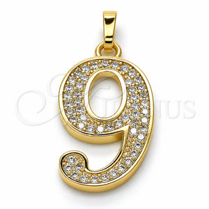 Dije Elegante 05.185.0029 Oro Laminado, con Blanca Zirconia Cubica, Pulido, Tono Dorado