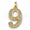Dije Elegante 05.185.0029 Oro Laminado, con Blanca Zirconia Cubica, Pulido, Tono Dorado