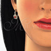 Arete Gancho Frances 02.195.0050.1 Oro Laminado, Diseño de Estrella y Flor, con Granate Zirconia Cubica and Blanca Micro Pave, Pulido, Tono Dorado