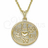 Dije Religioso 05.09.0074 Oro Laminado, Diseño de Elefante y Ojo Griego, Pulido, Tono Dorado