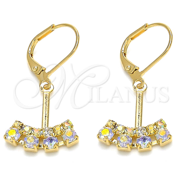 Arete Colgante 02.09.0172 Oro Laminado, con Blanca Zirconia Cubica, Pulido, Tono Dorado