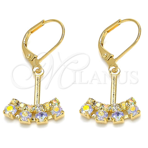 Arete Colgante 02.09.0172 Oro Laminado, con Blanca Zirconia Cubica, Pulido, Tono Dorado
