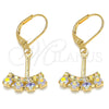 Arete Colgante 02.09.0172 Oro Laminado, con Blanca Zirconia Cubica, Pulido, Tono Dorado