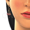 Arete Colgante 02.09.0172.1 Oro Laminado, con Rosado Zirconia Cubica, Pulido, Tono Dorado