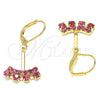 Arete Colgante 02.09.0172.1 Oro Laminado, con Rosado Zirconia Cubica, Pulido, Tono Dorado