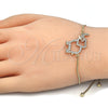 Pulsera Bolo Ajustable 03.316.0014.10 Oro Laminado, Diseño de Elefante, con Granate and Blanca Zirconia Cubica, Pulido, Tono Dorado (01 MM Thickness, 10 Inches Length)