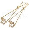 Pulsera Bolo Ajustable 03.316.0014.10 Oro Laminado, Diseño de Elefante, con Granate and Blanca Zirconia Cubica, Pulido, Tono Dorado (01 MM Thickness, 10 Inches Length)