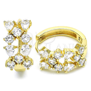 Argolla Huggie 02.316.0032.3.20 Oro Laminado, Diseño de Gota, con Blanca Micro Pave, Pulido, Tono Dorado