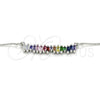Collares con Dije 04.341.0006.1.20 Rodio Laminado, con Zirconia Cubica Multicolor, Pulido, Rodinado (Grosor 01 MM, 20 Pulgadas de Largo)