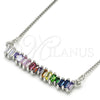 Collares con Dije 04.341.0006.1.20 Rodio Laminado, con Zirconia Cubica Multicolor, Pulido, Rodinado (Grosor 01 MM, 20 Pulgadas de Largo)