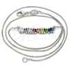 Collares con Dije 04.341.0006.1.20 Rodio Laminado, con Zirconia Cubica Multicolor, Pulido, Rodinado (Grosor 01 MM, 20 Pulgadas de Largo)