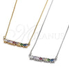 Collares con Dije 04.341.0006.1.20 Rodio Laminado, con Zirconia Cubica Multicolor, Pulido, Rodinado (Grosor 01 MM, 20 Pulgadas de Largo)