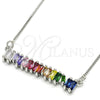 Collares con Dije 04.341.0007.1.20 Rodio Laminado, con Zirconia Cubica Multicolor, Pulido, Rodinado (Grosor 01 MM, 20 Pulgadas de Largo)