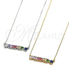 Collares con Dije 04.341.0007.1.20 Rodio Laminado, con Zirconia Cubica Multicolor, Pulido, Rodinado (Grosor 01 MM, 20 Pulgadas de Largo)