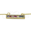 Collares con Dije 04.341.0011.20 Oro Laminado, con Multicolor Zirconia Cubica, Pulido, Tono Dorado (01 MM Thickness, 20 Inches Length)