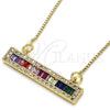 Collares con Dije 04.341.0011.20 Oro Laminado, con Multicolor Zirconia Cubica, Pulido, Tono Dorado (01 MM Thickness, 20 Inches Length)