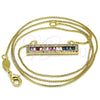 Collares con Dije 04.341.0011.20 Oro Laminado, con Multicolor Zirconia Cubica, Pulido, Tono Dorado (01 MM Thickness, 20 Inches Length)