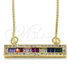 Collares con Dije 04.341.0011.20 Oro Laminado, con Multicolor Zirconia Cubica, Pulido, Tono Dorado (01 MM Thickness, 20 Inches Length)