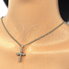 Collares con Dije 04.284.0010.20 Oro Laminado, Diseño de Cruz, con Blanca Zirconia Cubica, Pulido, Tono Dorado (02 MM Thickness, 20 Inches Length)