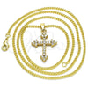 Collares con Dije 04.284.0010.20 Oro Laminado, Diseño de Cruz, con Blanca Zirconia Cubica, Pulido, Tono Dorado (02 MM Thickness, 20 Inches Length)