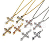 Collares con Dije 04.284.0010.1.22 Oro Laminado, Diseño de Cruz, con Granate and Blanca Zirconia Cubica, Pulido, Tono Dorado (02 MM Thickness, 22 Inches Length)