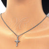 Collares con Dije 04.284.0015.4.22 Rodio Laminado, Diseño de Cruz, con Zirconia Cubica Blanca, Pulido, Rodinado (Grosor 02 MM, 22 Pulgadas de Largo)