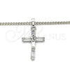 Collares con Dije 04.284.0015.4.22 Rodio Laminado, Diseño de Cruz, con Zirconia Cubica Blanca, Pulido, Rodinado (Grosor 02 MM, 22 Pulgadas de Largo)