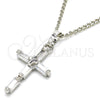 Collares con Dije 04.284.0015.4.22 Rodio Laminado, Diseño de Cruz, con Zirconia Cubica Blanca, Pulido, Rodinado (Grosor 02 MM, 22 Pulgadas de Largo)