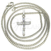 Collares con Dije 04.284.0015.4.22 Rodio Laminado, Diseño de Cruz, con Zirconia Cubica Blanca, Pulido, Rodinado (Grosor 02 MM, 22 Pulgadas de Largo)