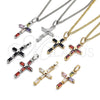 Collares con Dije 04.284.0015.4.22 Rodio Laminado, Diseño de Cruz, con Zirconia Cubica Blanca, Pulido, Rodinado (Grosor 02 MM, 22 Pulgadas de Largo)
