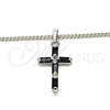 Collares con Dije 04.284.0015.6.22 Rodio Laminado, Diseño de Cruz, con Zirconia Cubica Negro, Pulido, Rodinado (Grosor 02 MM, 22 Pulgadas de Largo)
