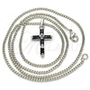 Collares con Dije 04.284.0015.6.22 Rodio Laminado, Diseño de Cruz, con Zirconia Cubica Negro, Pulido, Rodinado (Grosor 02 MM, 22 Pulgadas de Largo)