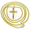 Collares con Dije 04.284.0008.3.20 Oro Laminado, Diseño de Cruz y Baguette, con Multicolor Zirconia Cubica, Pulido, Tono Dorado (02 MM Thickness, 20 Inches Length)